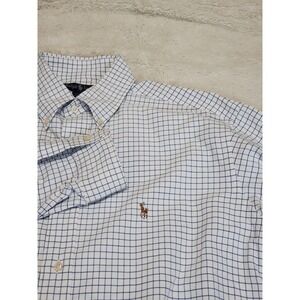 Ralph Lauren Blue Label White Blue Plaid Dress Shirt 16 / 34 Office Classic Work